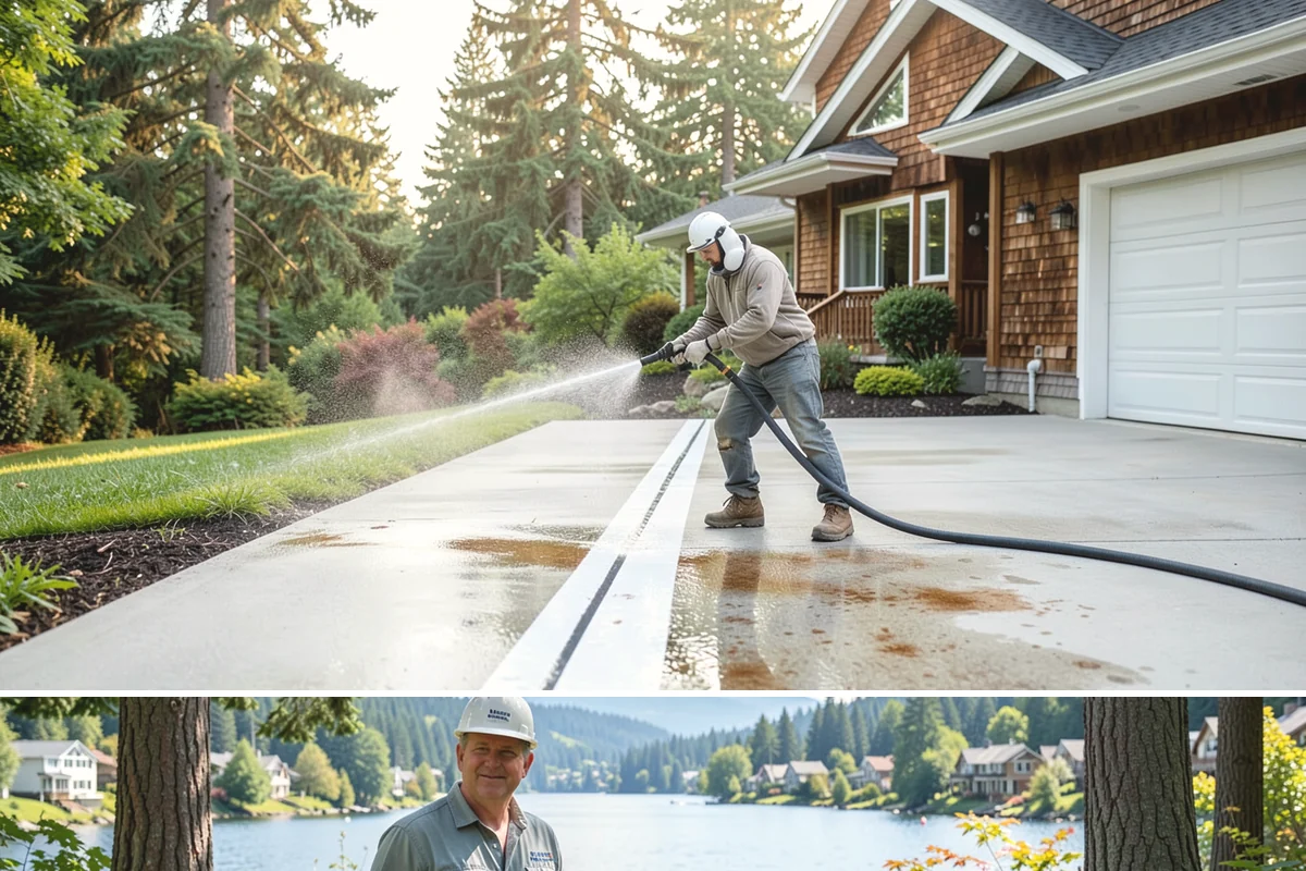 Stucco House Washing in Milton, King County, WA - Clean during the warm, drier months so the porous stucco dries thoroughly and resists new growth.