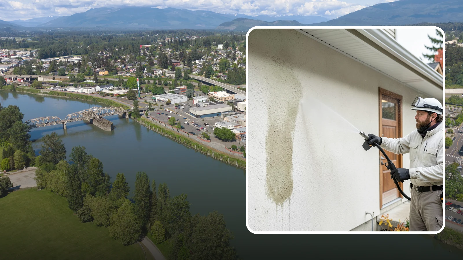Stucco House Washing in Mount Vernon, Skagit County, WA - Stucco house washing gently lifts mildew and algae from textured walls without cracking the finish or forcing water inside.