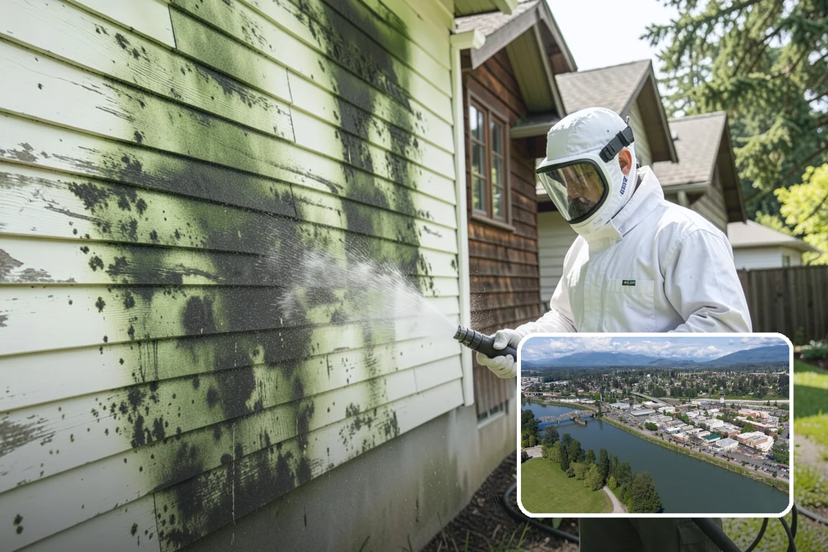 Stucco House Washing in Mount Vernon, Skagit County, WA - Reaches algae hidden in the textured surface