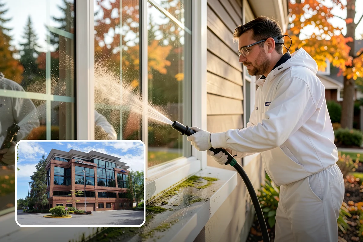 Stucco House Washing in Mountlake Terrace, Snohomish County, WA - Reaches algae hidden in the textured surface