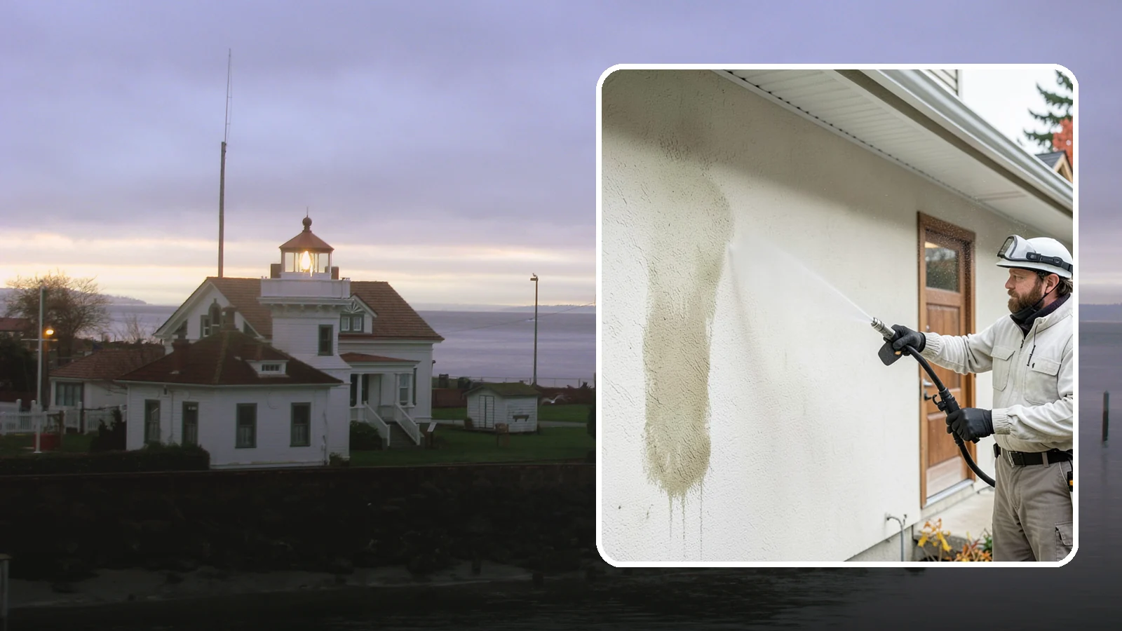 Stucco House Washing in Mukilteo, Snohomish County, WA - Stucco house washing gently lifts mildew and algae from textured walls without cracking the finish or forcing water inside.
