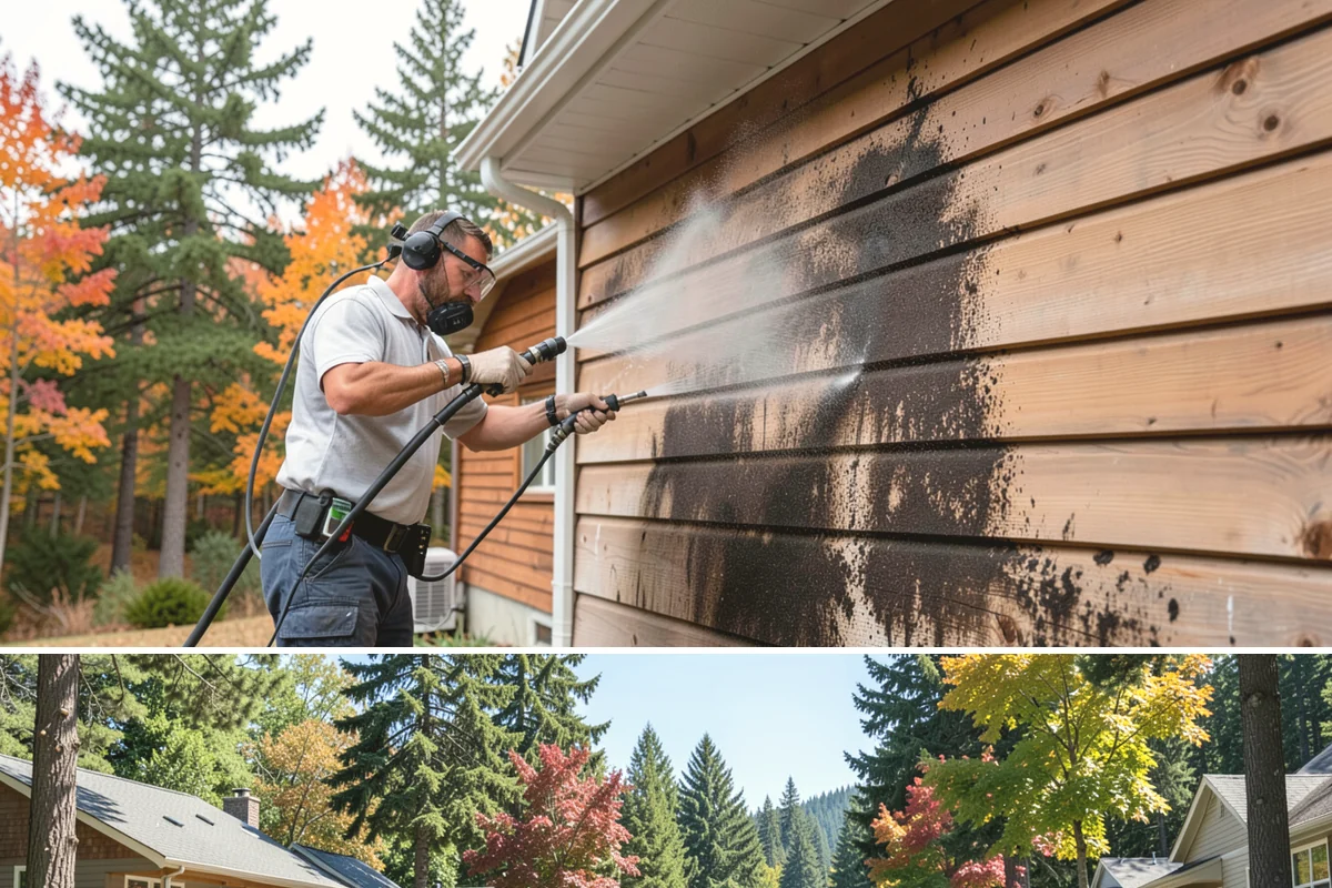 Stucco House Washing in Orting, Pierce County, WA - Clean during the warm, drier months so the porous stucco dries thoroughly and resists new growth.