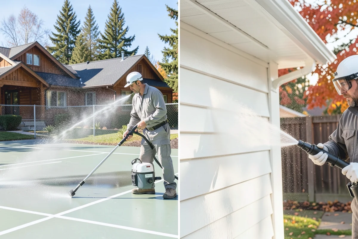 Stucco House Washing in Redmond, King County, WA - Inspect the stucco for cracks and pre-existing damage