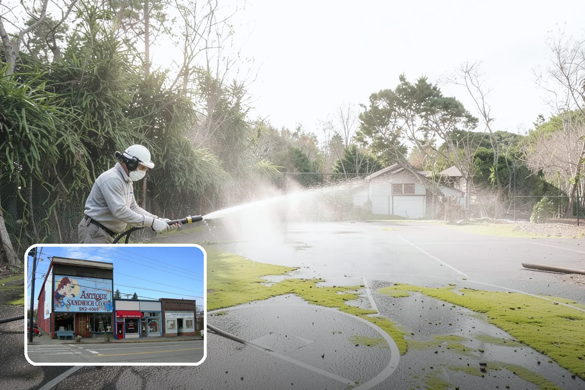 Stucco House Washing in Ruston, Pierce County, WA - Reaches algae hidden in the textured surface
