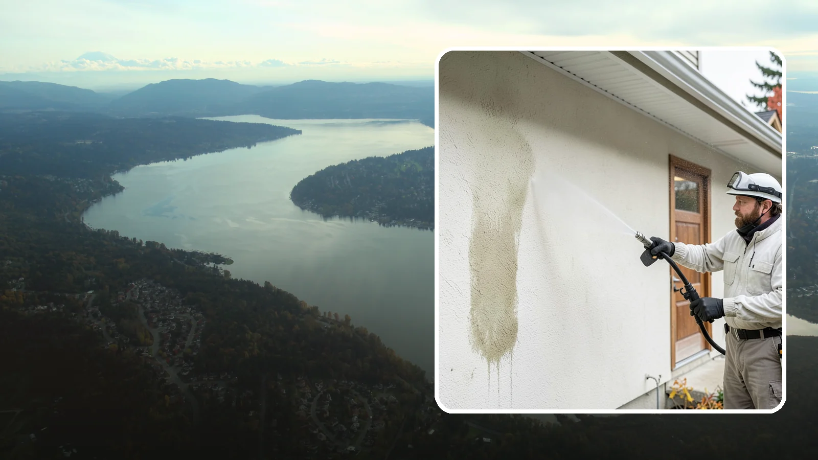 Stucco House Washing in Sammamish, King County, WA - Stucco house washing gently lifts mildew and algae from textured walls without cracking the finish or forcing water inside.