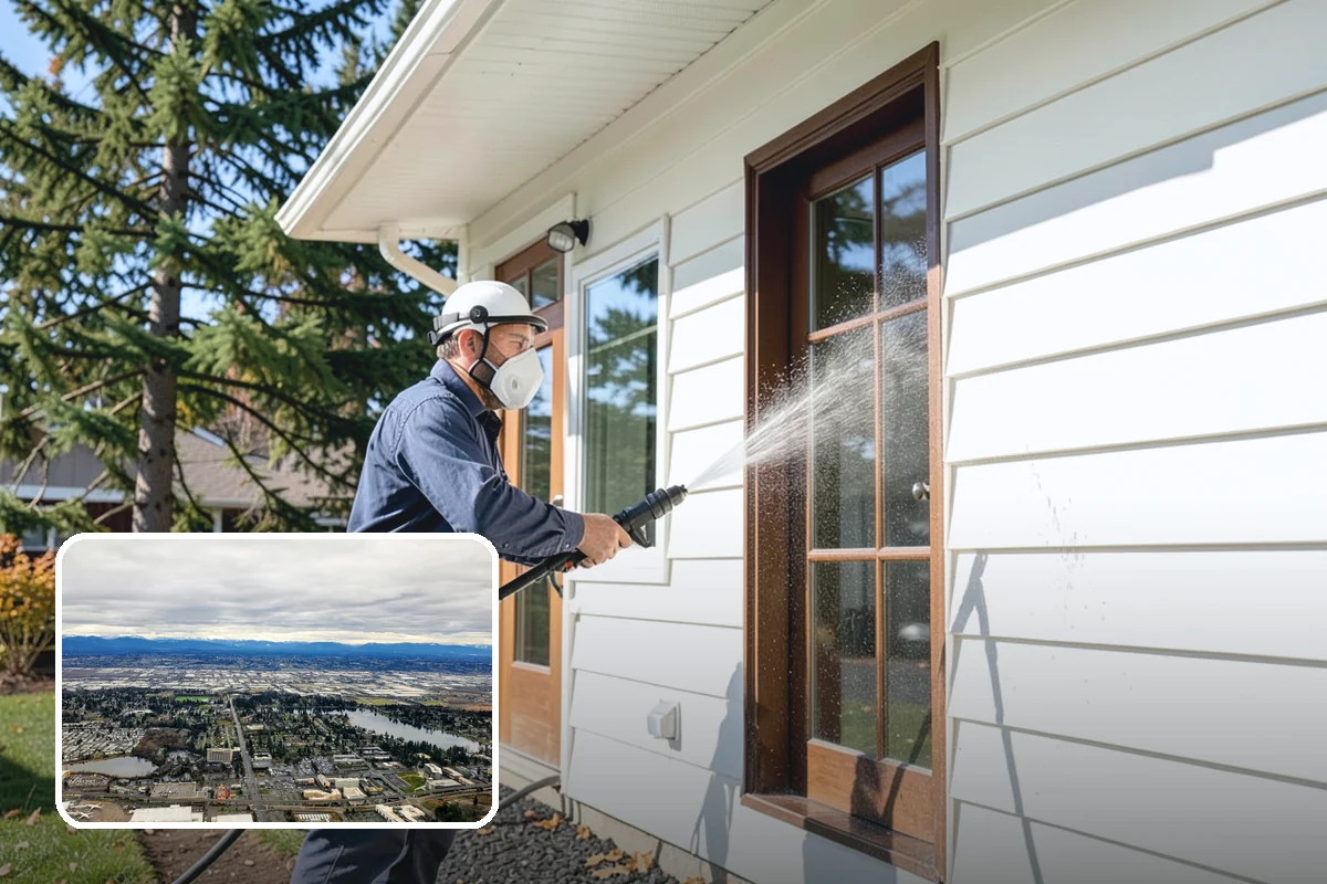 Stucco House Washing in SeaTac, King County, WA - Reaches algae hidden in the textured surface