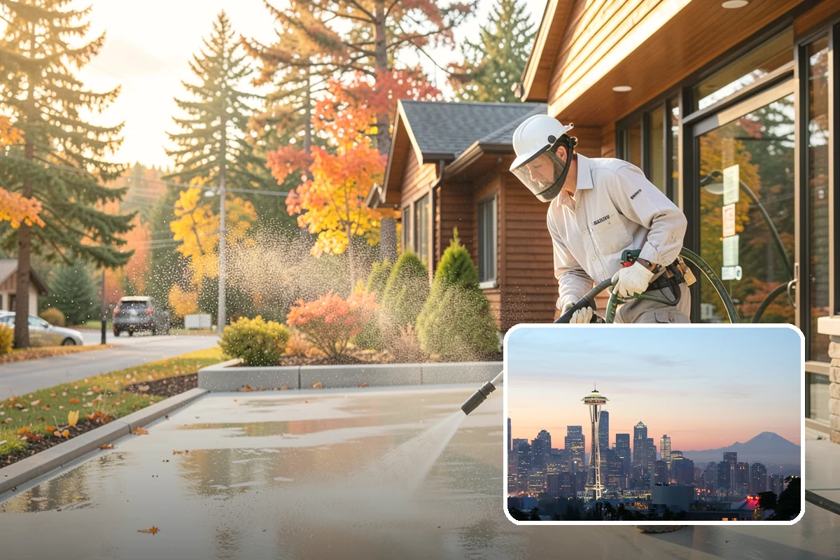 Stucco House Washing in Seattle, King County, WA - Reaches algae hidden in the textured surface