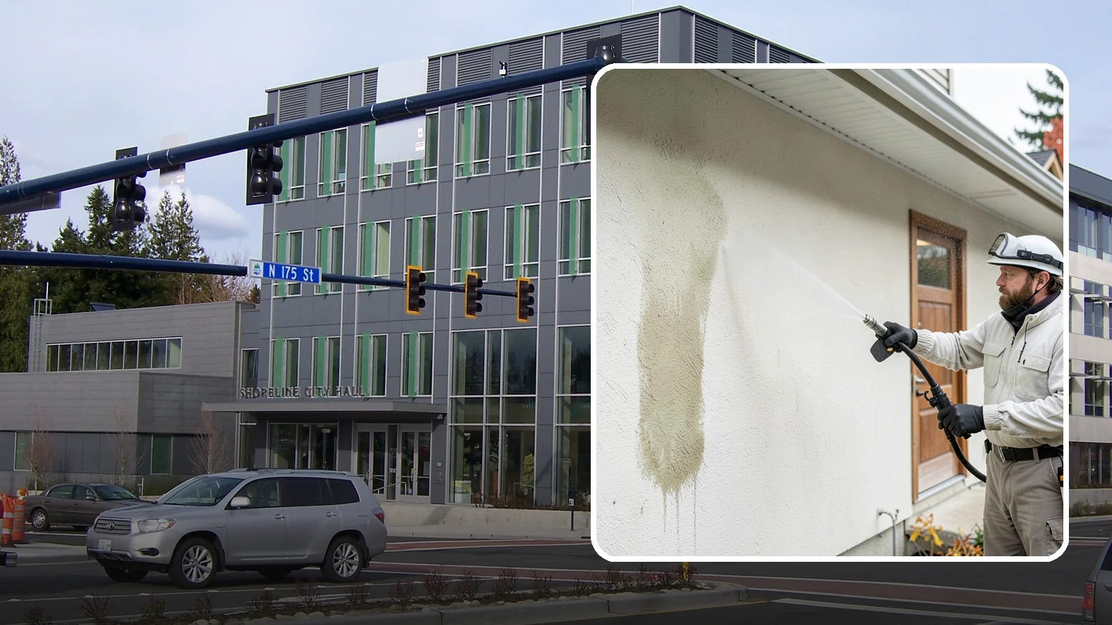 Stucco House Washing in Shoreline, King County, WA - Stucco house washing gently lifts mildew and algae from textured walls without cracking the finish or forcing water inside.