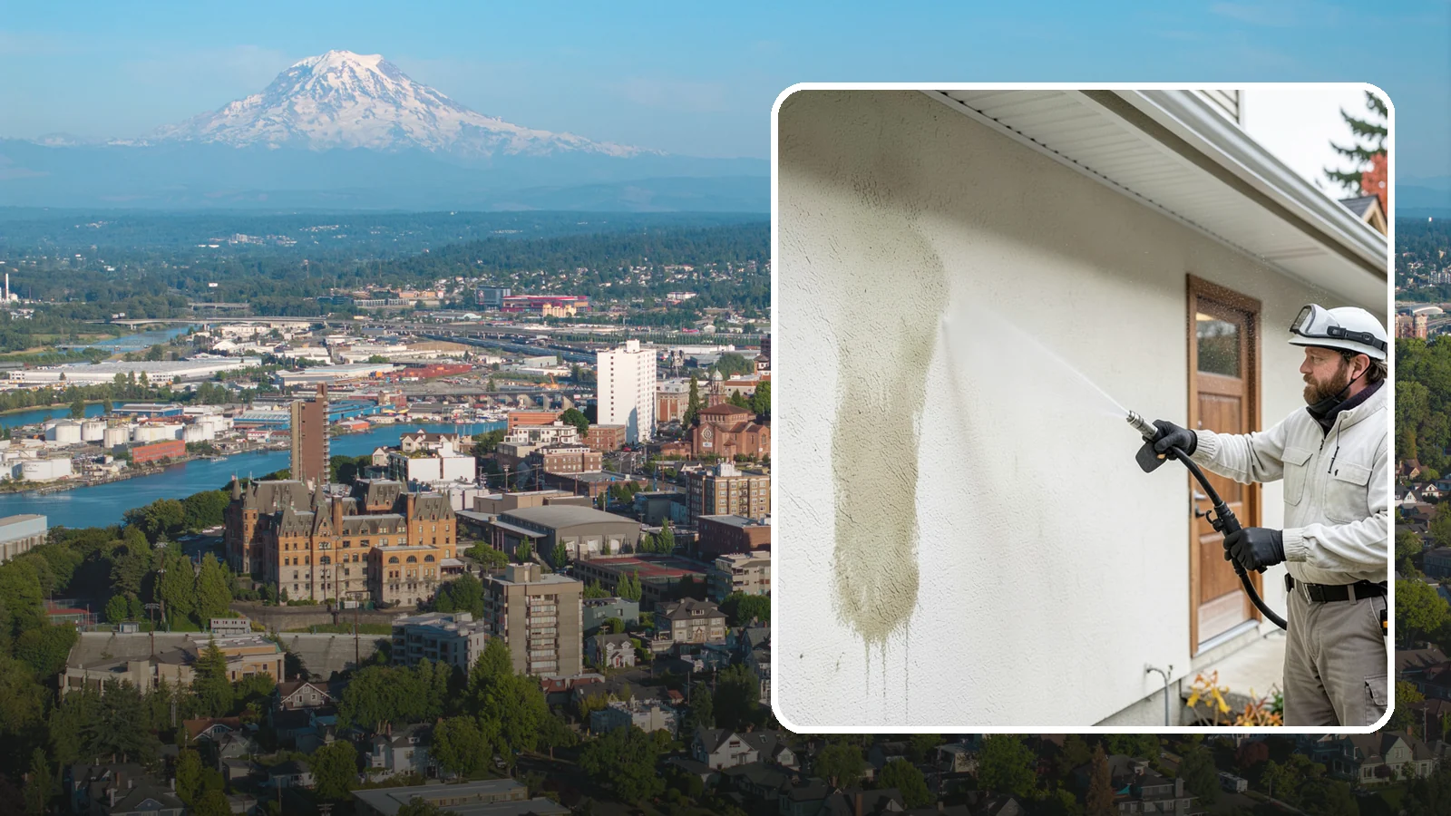 Stucco House Washing in Tacoma, Pierce County, WA - Stucco house washing gently lifts mildew and algae from textured walls without cracking the finish or forcing water inside.