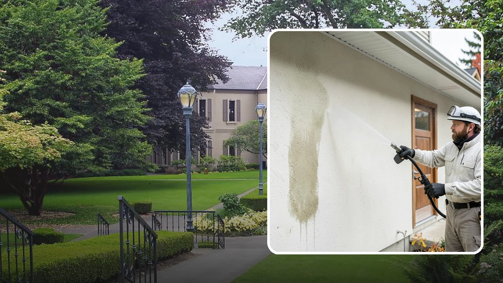 Stucco House Washing in Woodinville, King County, WA - Stucco house washing gently lifts mildew and algae from textured walls without cracking the finish or forcing water inside.