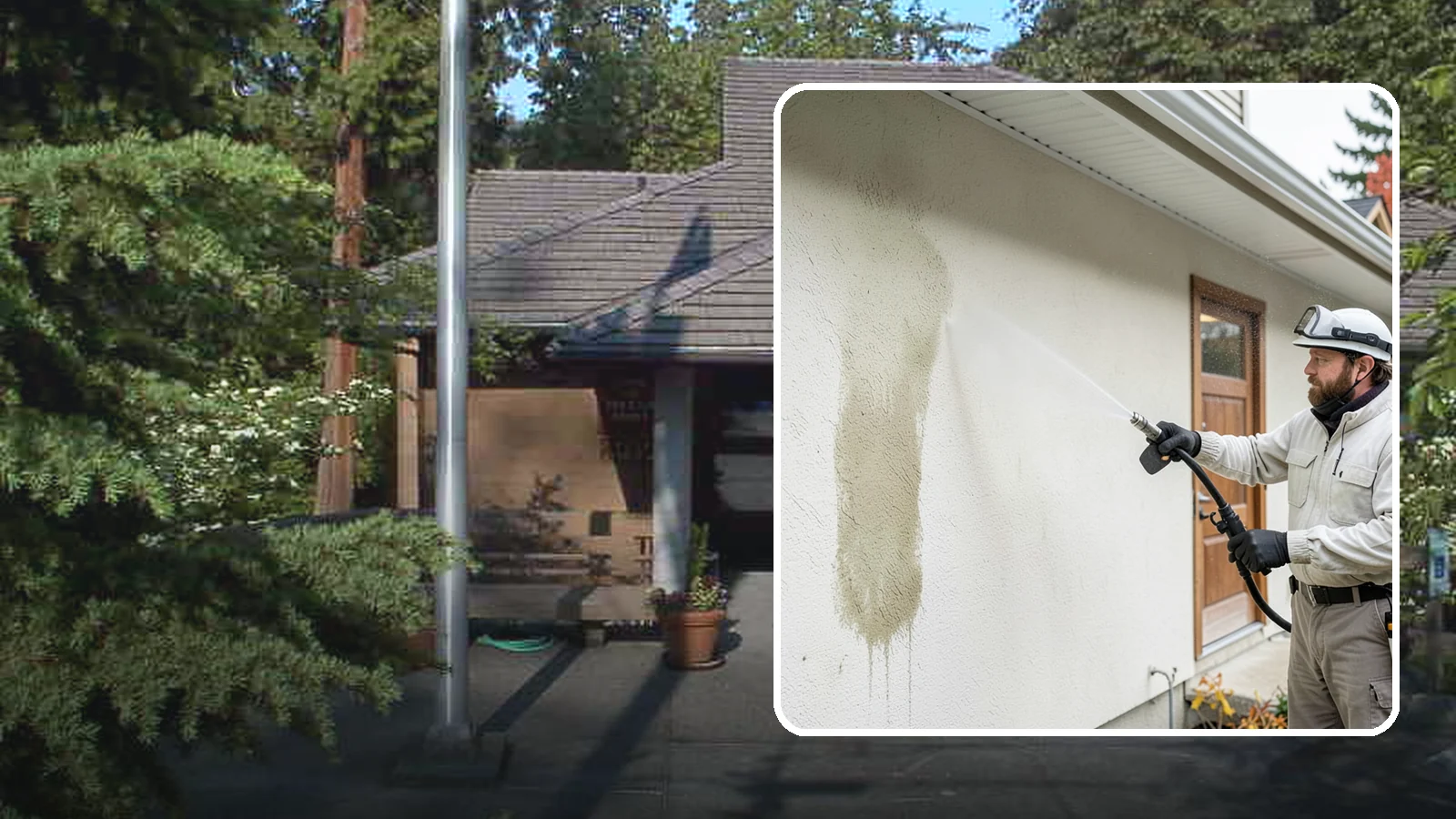 Stucco House Washing in Yarrow Point, King County, WA - Stucco house washing gently lifts mildew and algae from textured walls without cracking the finish or forcing water inside.