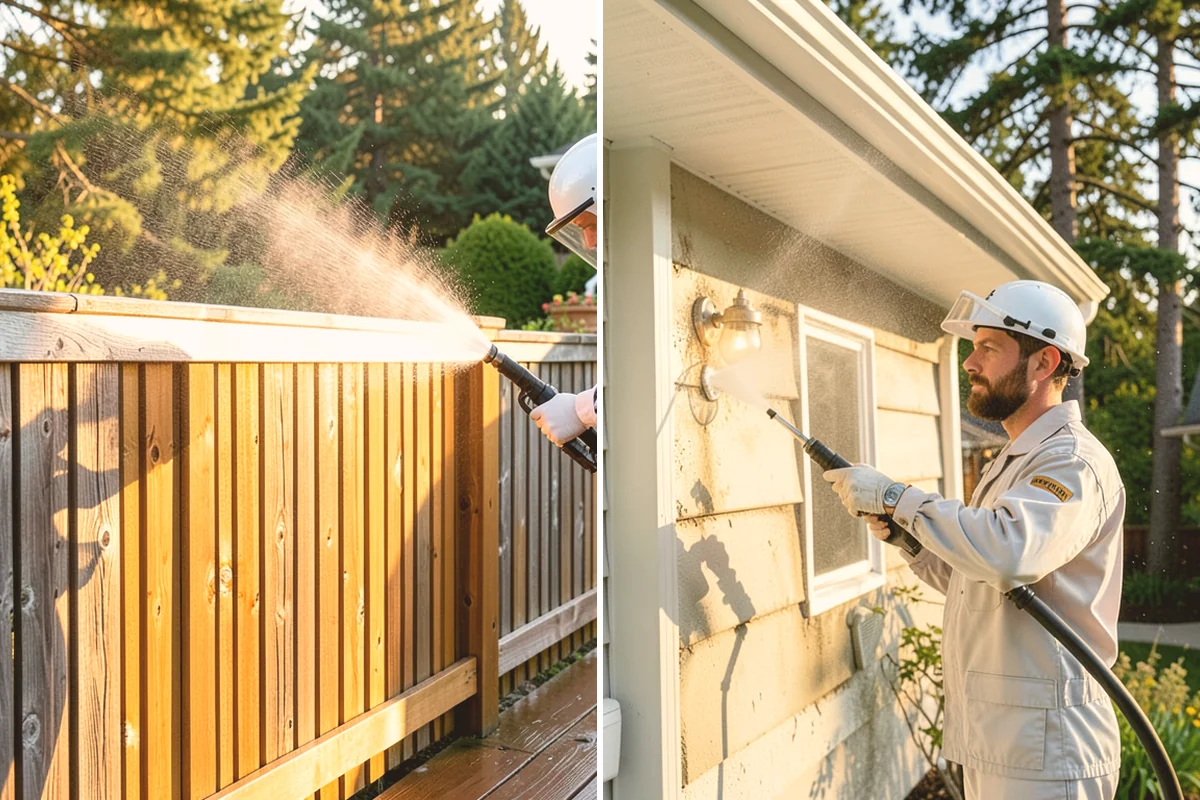 Stucco Soft Wash in Algona, King County, WA - Examine the stucco texture and identify staining