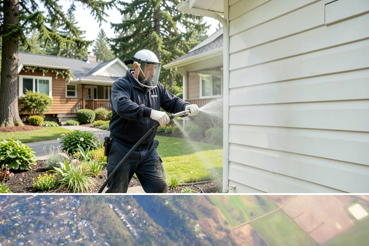 Stucco Soft Wash in Algona, King County, WA - Best in the milder, drier stretches so the porous stucco can dry properly after washing.