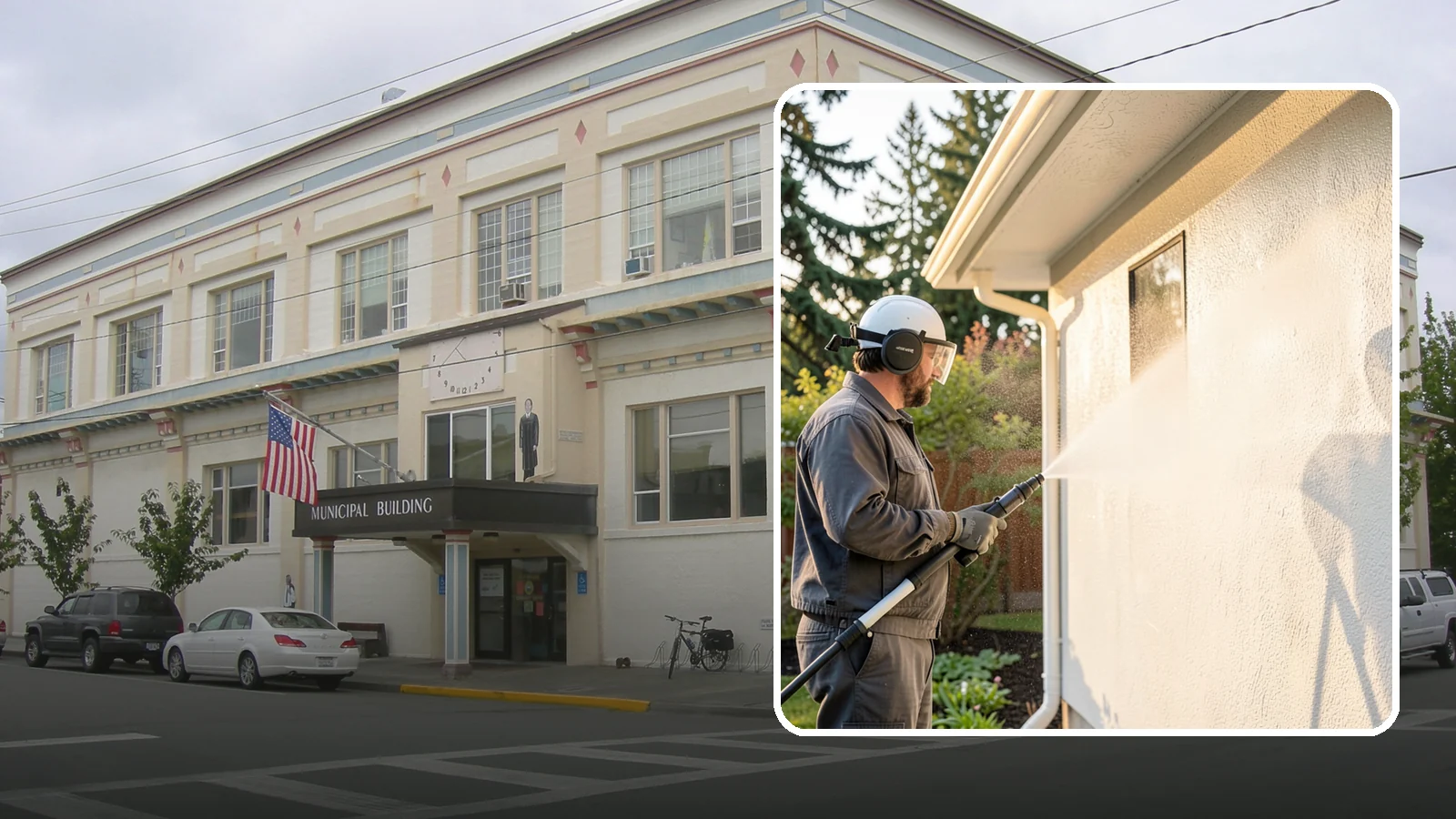 Stucco Soft Wash in Anacortes, Skagit County, WA - Stucco soft wash removes algae and staining from textured stucco using low pressure that protects its porous, delicate surface.