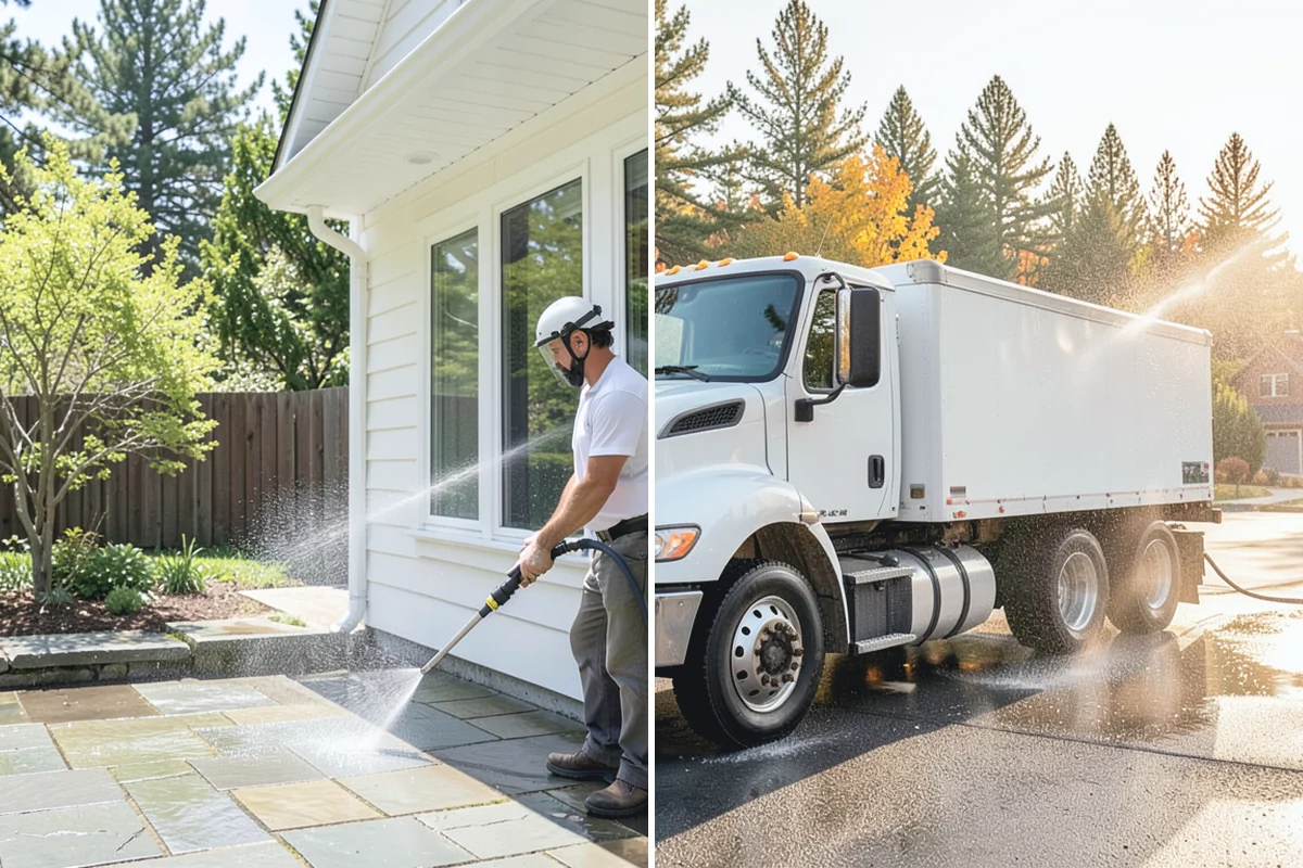Stucco Soft Wash in Auburn, King County, WA - Examine the stucco texture and identify staining