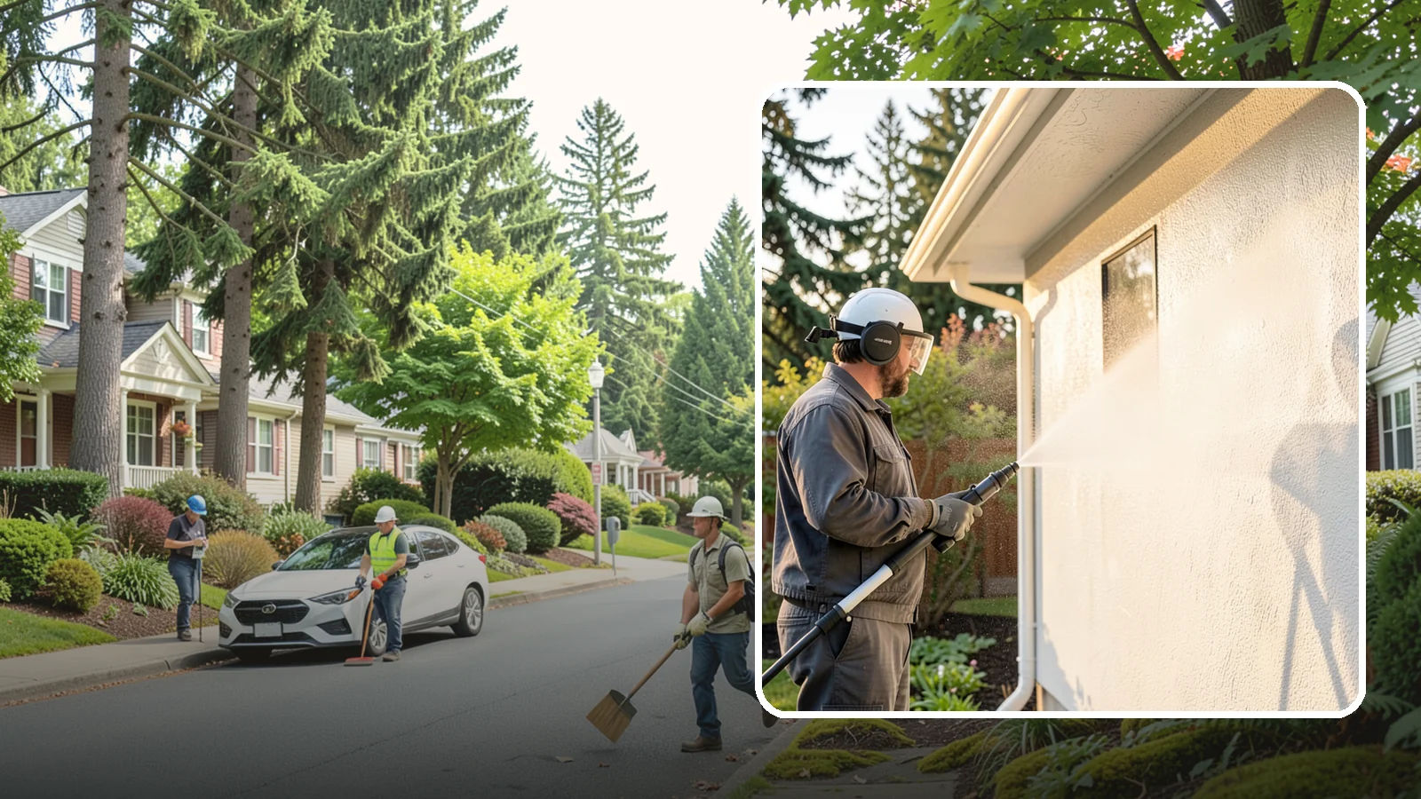 Stucco Soft Wash in Beaux Arts Village, King County, WA - Stucco soft wash removes algae and staining from textured stucco using low pressure that protects its porous, delicate surface.