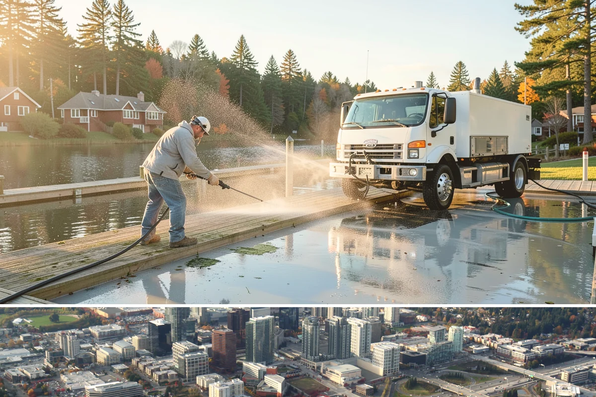 Stucco Soft Wash in Bellevue, King County, WA - Best in the milder, drier stretches so the porous stucco can dry properly after washing.