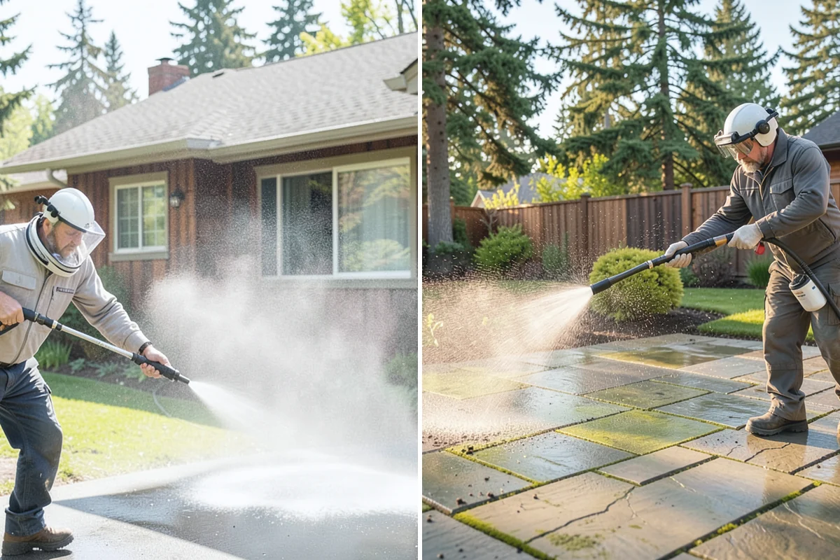 Stucco Soft Wash in Bonney Lake, Pierce County, WA - Examine the stucco texture and identify staining