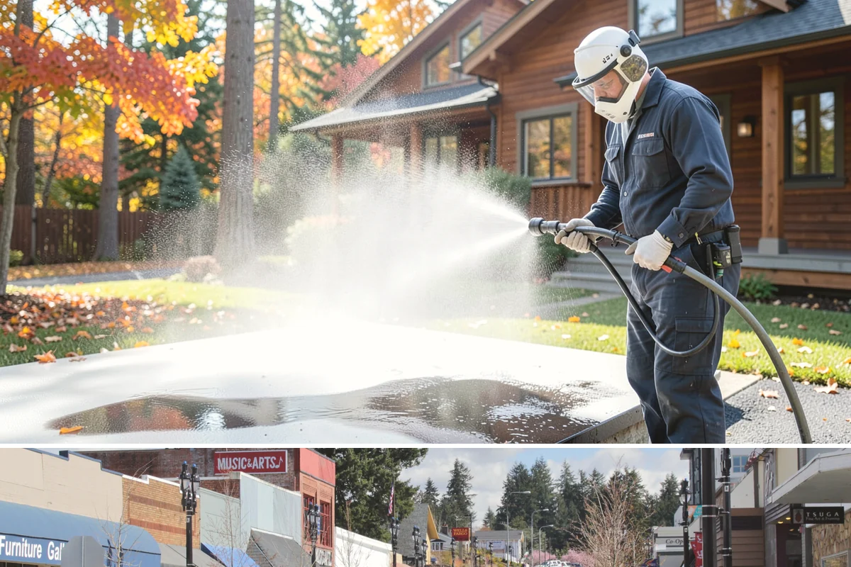 Stucco Soft Wash in Bothell, King County, WA - Best in the milder, drier stretches so the porous stucco can dry properly after washing.