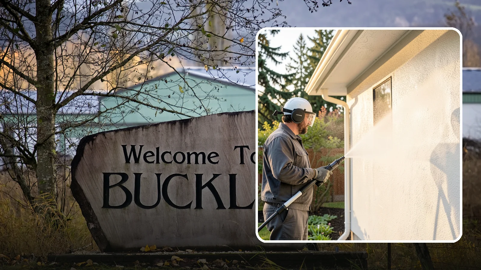 Stucco Soft Wash in Buckley, Pierce County, WA - Stucco soft wash removes algae and staining from textured stucco using low pressure that protects its porous, delicate surface.