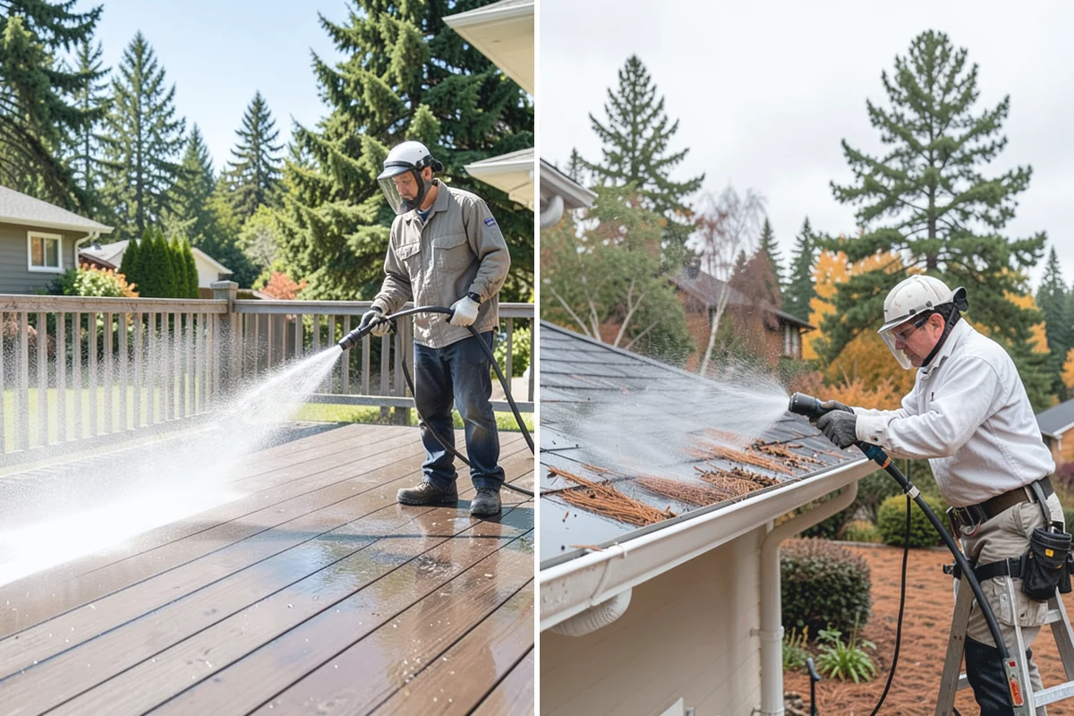 Stucco Soft Wash in Buckley, Pierce County, WA - Examine the stucco texture and identify staining