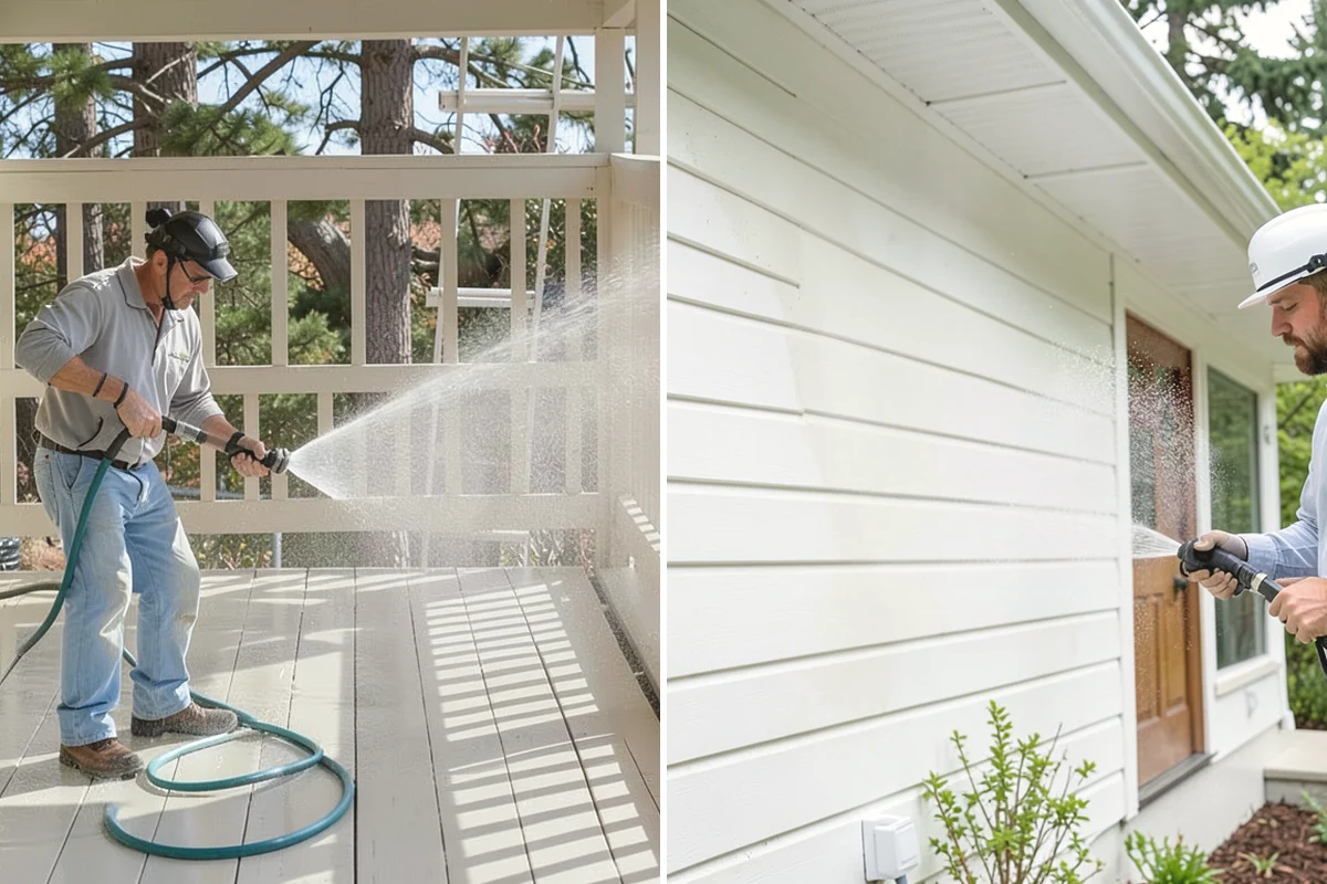 Stucco Soft Wash in Burien, King County, WA - Examine the stucco texture and identify staining