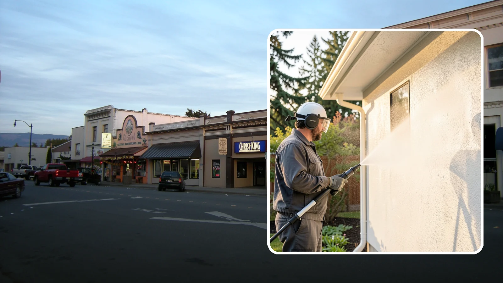 Stucco Soft Wash in Burlington, Skagit County, WA - Stucco soft wash removes algae and staining from textured stucco using low pressure that protects its porous, delicate surface.