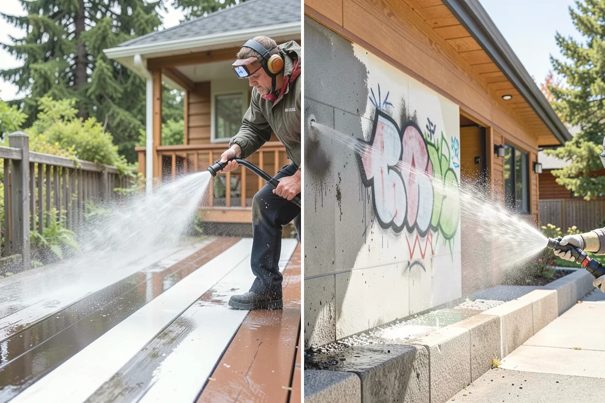 Stucco Soft Wash in Carbonado, Pierce County, WA - Examine the stucco texture and identify staining