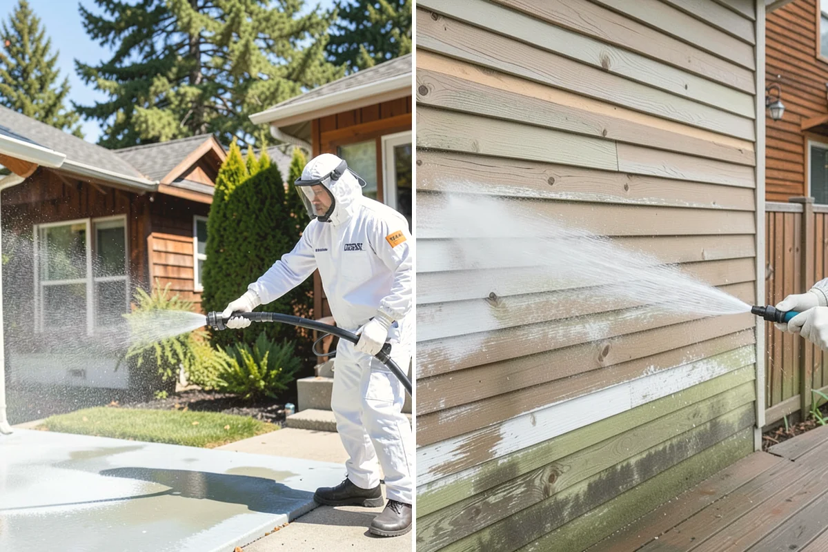 Stucco Soft Wash in Carnation, King County, WA - Examine the stucco texture and identify staining
