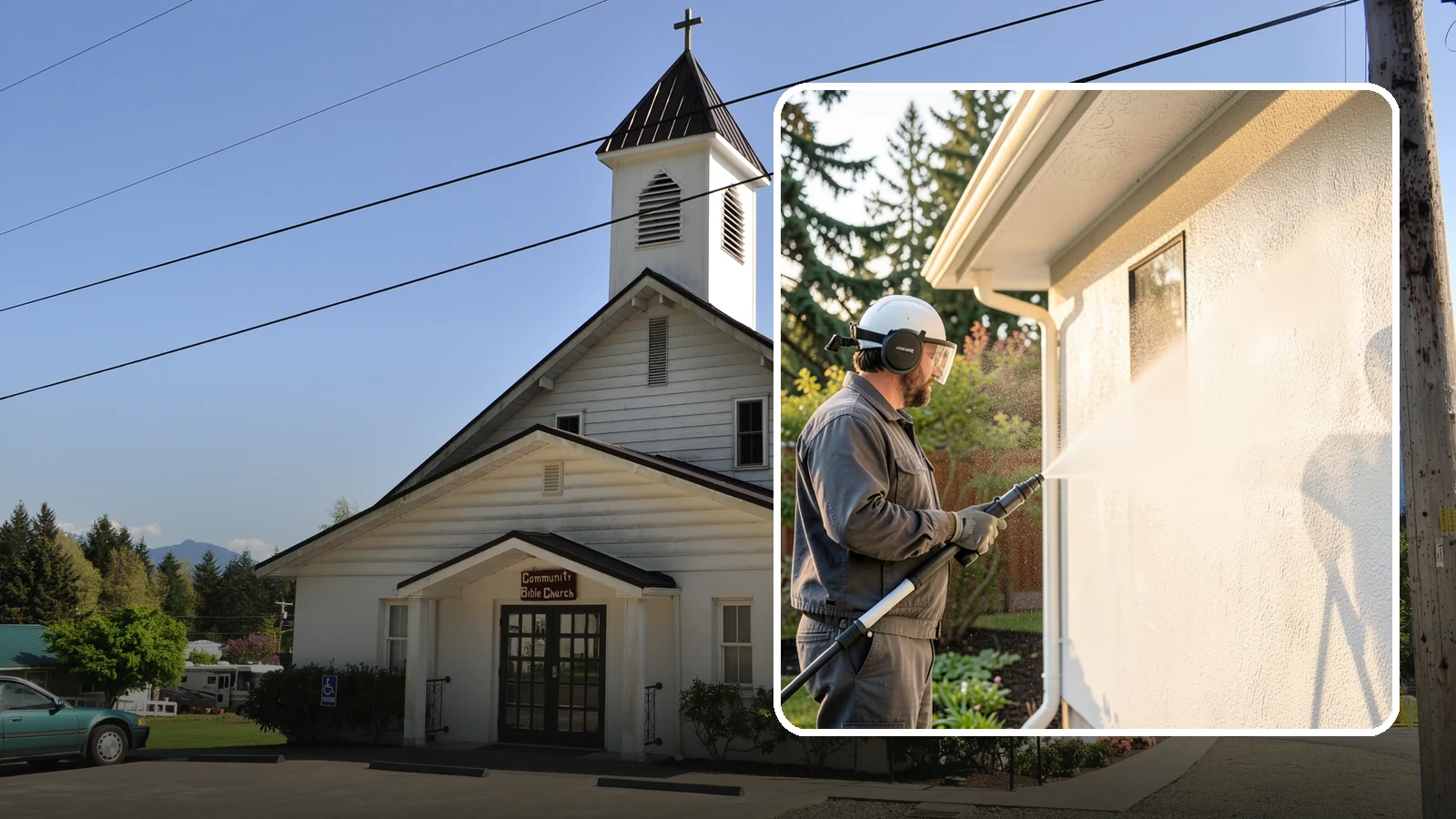 Stucco Soft Wash in Concrete, Skagit County, WA - Stucco soft wash removes algae and staining from textured stucco using low pressure that protects its porous, delicate surface.