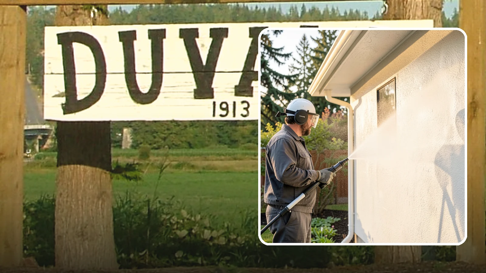 Stucco Soft Wash in Duvall, King County, WA - Stucco soft wash removes algae and staining from textured stucco using low pressure that protects its porous, delicate surface.