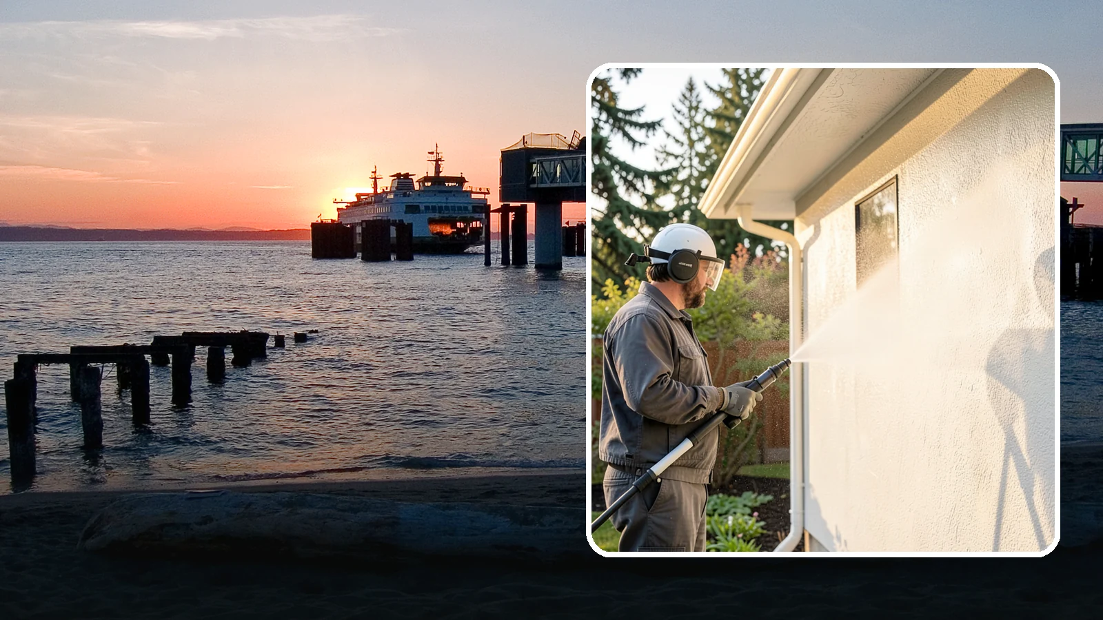 Stucco Soft Wash in Edmonds, Snohomish County, WA - Stucco soft wash removes algae and staining from textured stucco using low pressure that protects its porous, delicate surface.