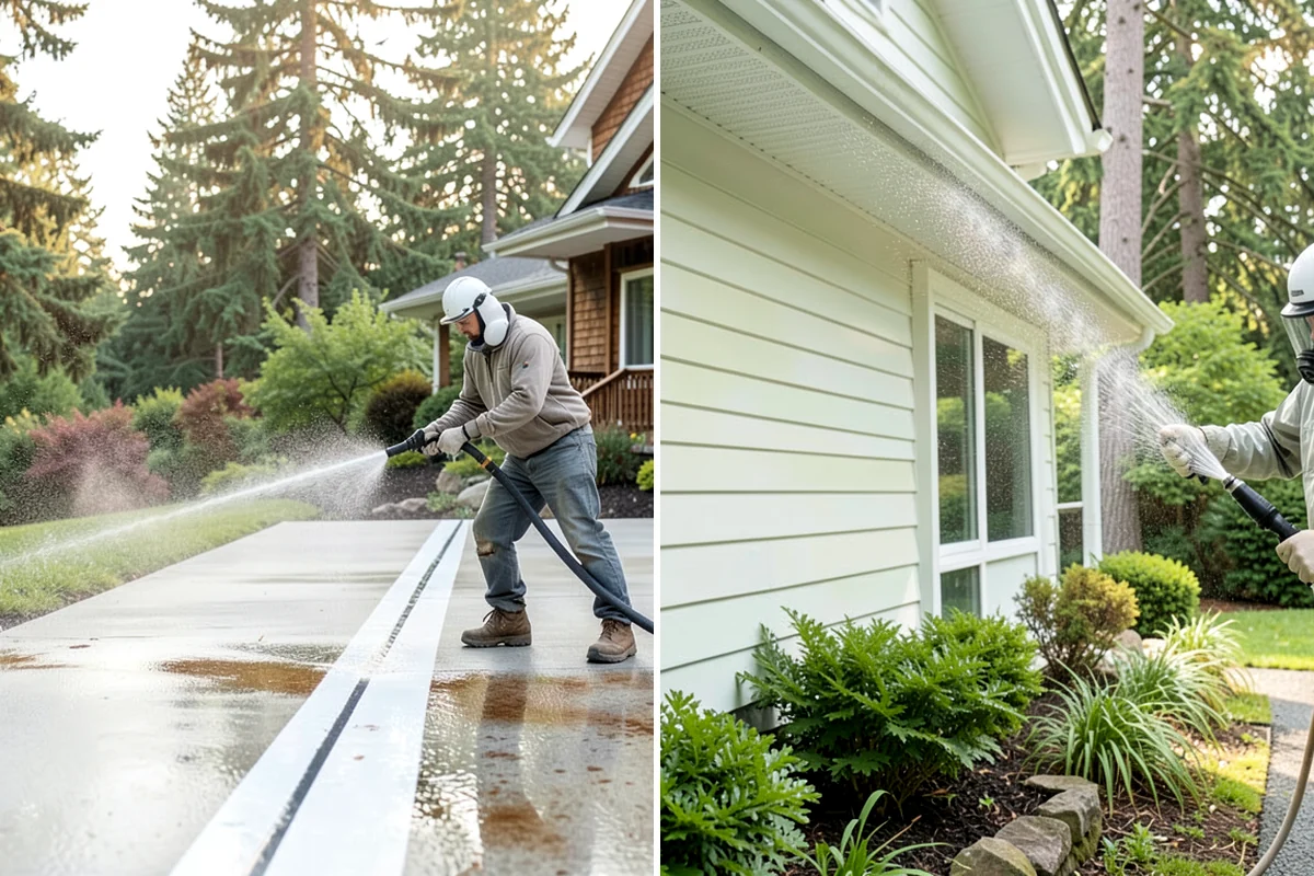 Stucco Soft Wash in Federal Way, King County, WA - Examine the stucco texture and identify staining