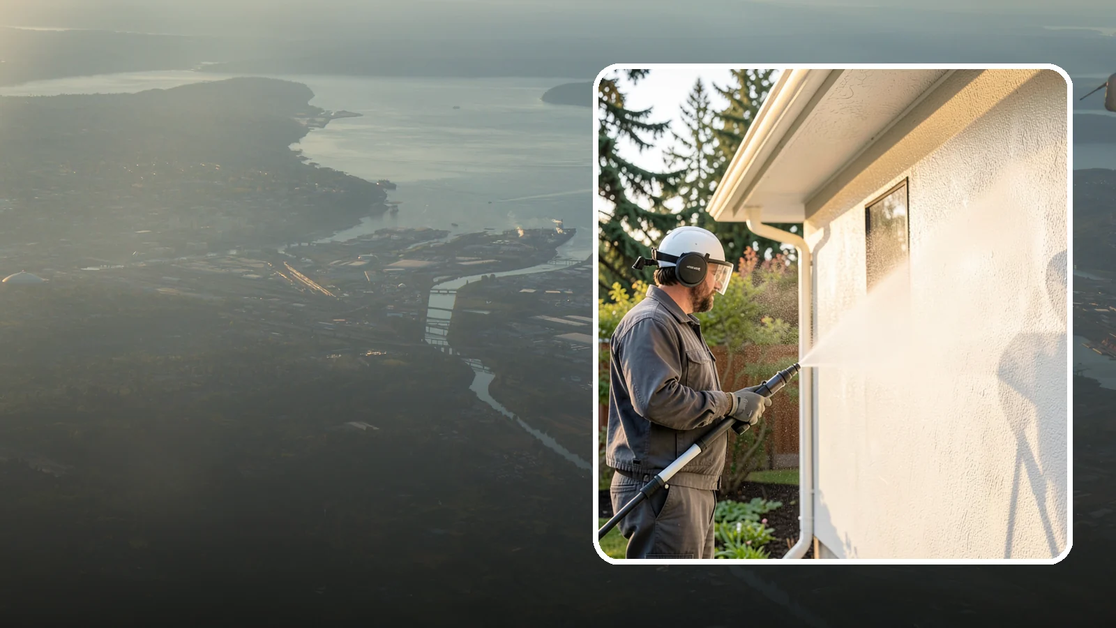 Stucco Soft Wash in Fife, Pierce County, WA - Stucco soft wash removes algae and staining from textured stucco using low pressure that protects its porous, delicate surface.