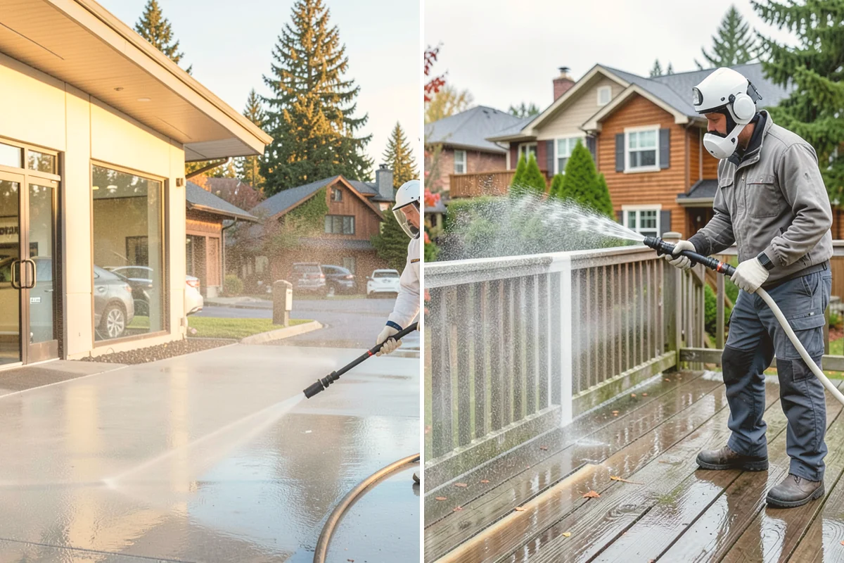Stucco Soft Wash in Fife, Pierce County, WA - Examine the stucco texture and identify staining