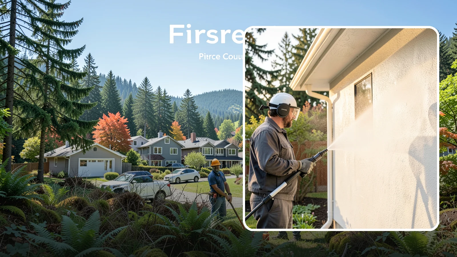 Stucco Soft Wash in Fircrest, Pierce County, WA - Stucco soft wash removes algae and staining from textured stucco using low pressure that protects its porous, delicate surface.