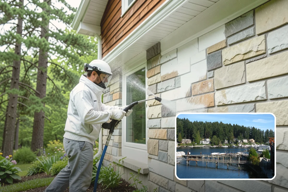 Stucco Soft Wash in Gig Harbor, Pierce County, WA - Cleans porous stucco without chipping its texture