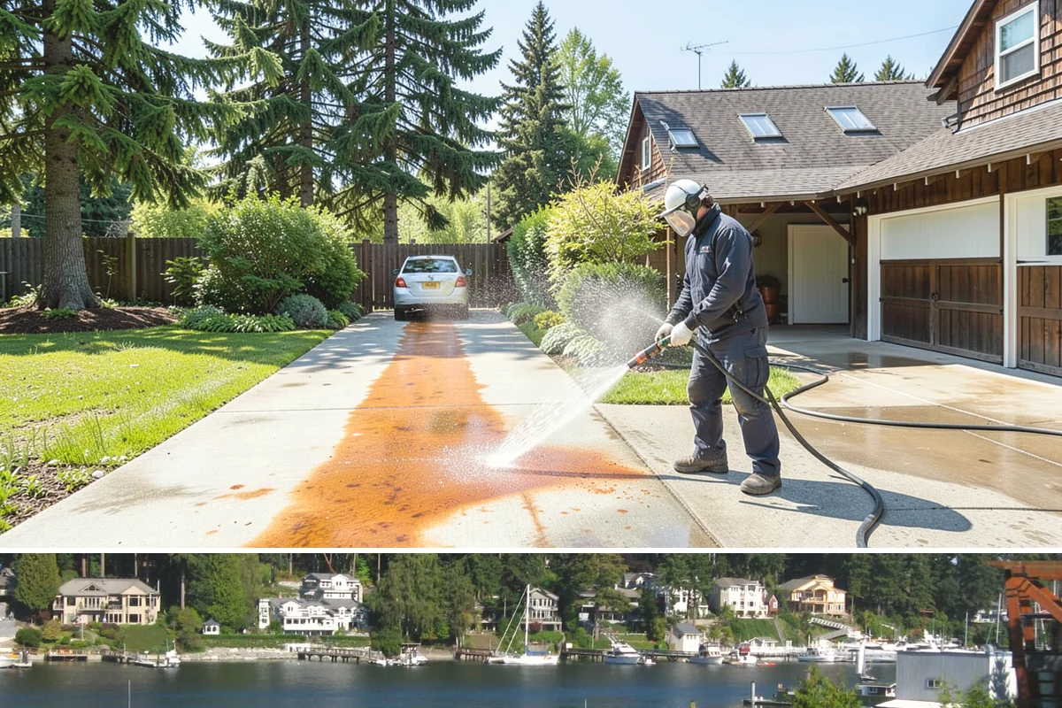 Stucco Soft Wash in Gig Harbor, Pierce County, WA - Best in the milder, drier stretches so the porous stucco can dry properly after washing.