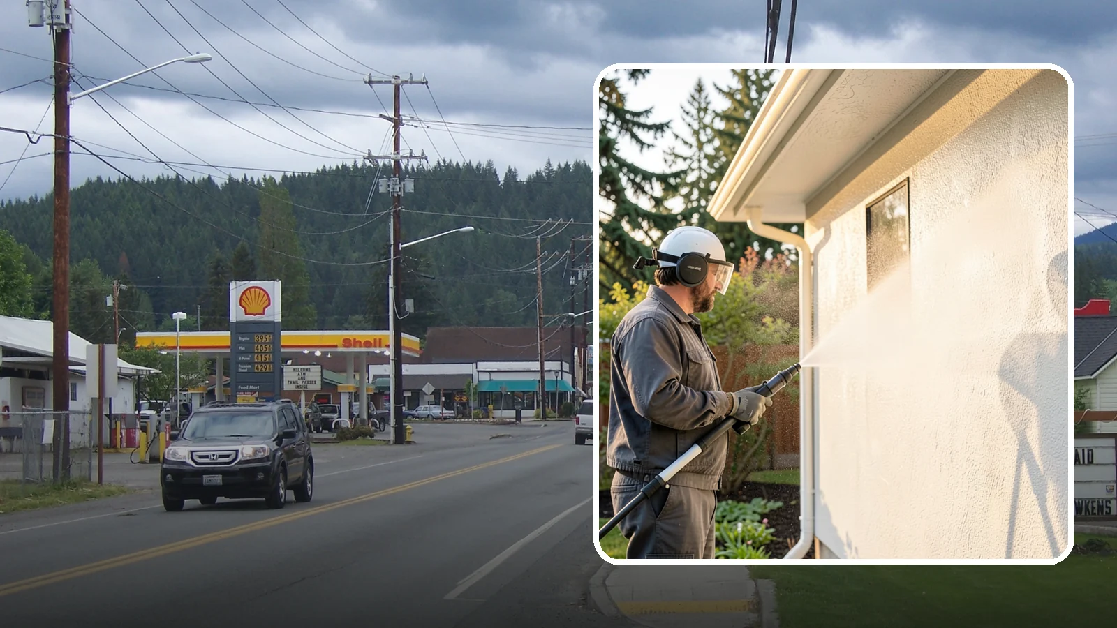 Stucco Soft Wash in Granite Falls, Snohomish County, WA - Stucco soft wash removes algae and staining from textured stucco using low pressure that protects its porous, delicate surface.