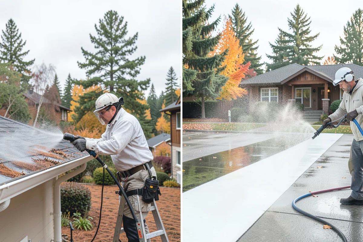 Stucco Soft Wash in Hamilton, Skagit County, WA - Examine the stucco texture and identify staining
