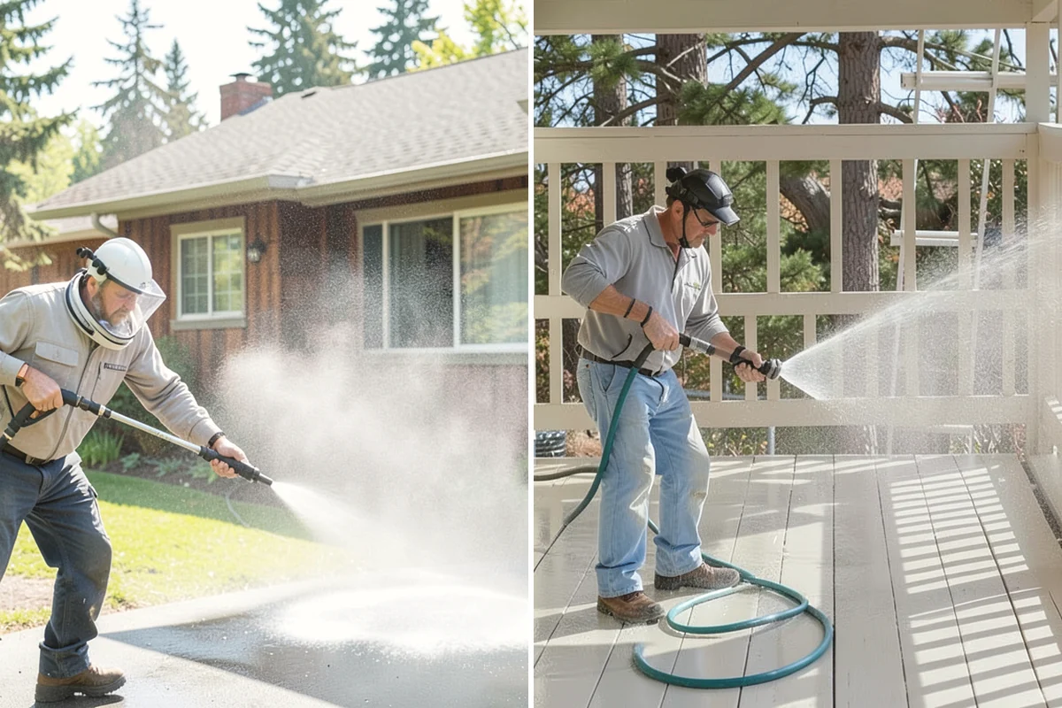 Stucco Soft Wash in Issaquah, King County, WA - Examine the stucco texture and identify staining