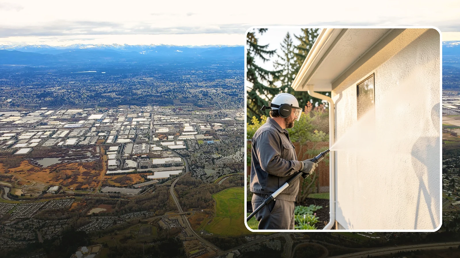 Stucco Soft Wash in Kent, King County, WA - Stucco soft wash removes algae and staining from textured stucco using low pressure that protects its porous, delicate surface.