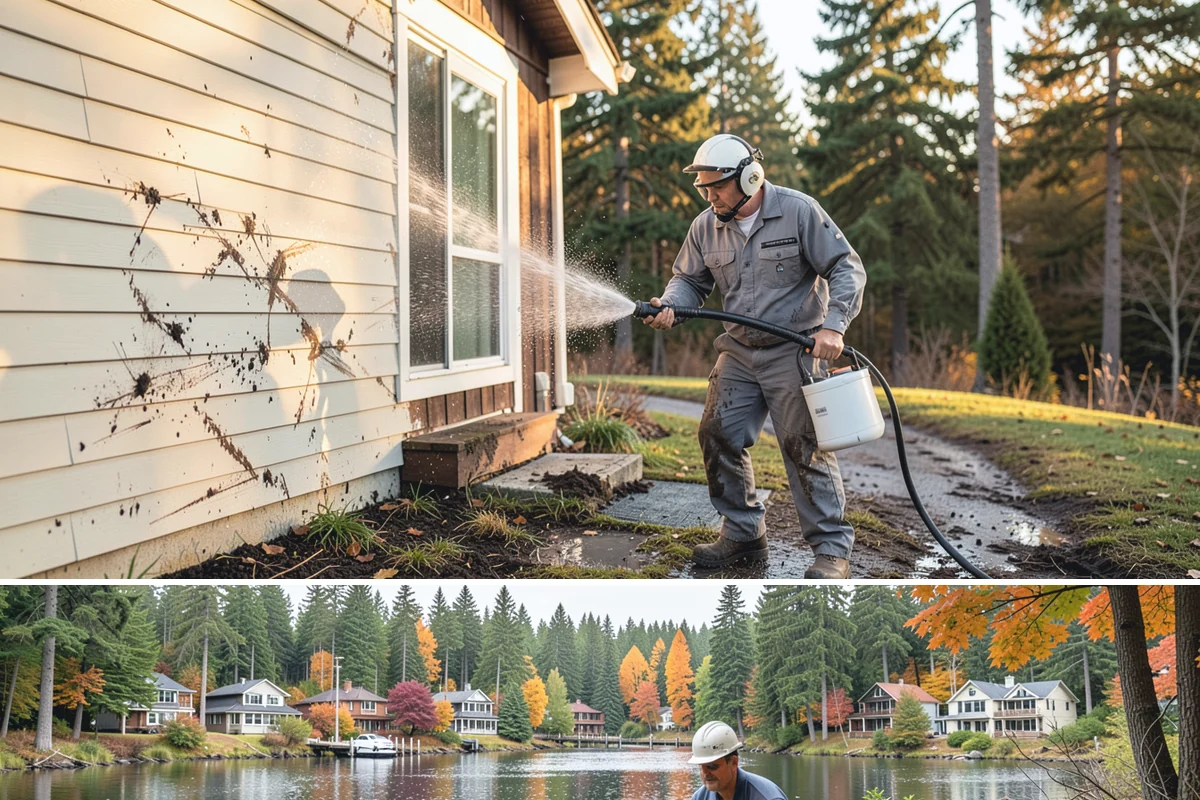 Stucco Soft Wash in La Conner, Skagit County, WA - Best in the milder, drier stretches so the porous stucco can dry properly after washing.