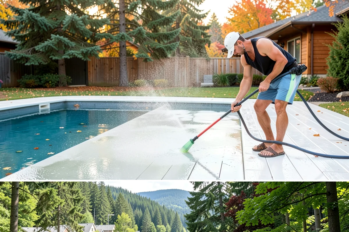 Stucco Soft Wash in Lake Forest Park, King County, WA - Best in the milder, drier stretches so the porous stucco can dry properly after washing.