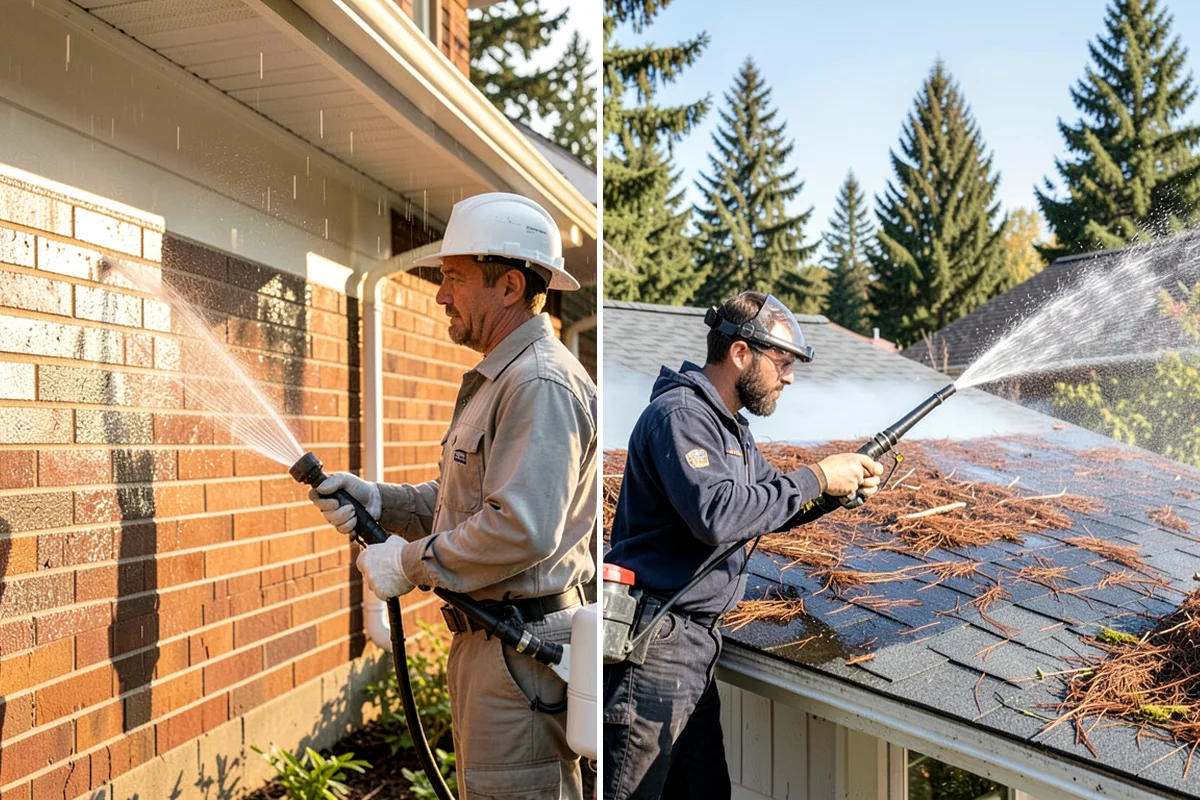 Stucco Soft Wash in Lakewood, Pierce County, WA - Examine the stucco texture and identify staining
