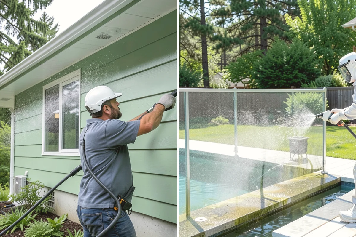 Stucco Soft Wash in Mercer Island, King County, WA - Examine the stucco texture and identify staining