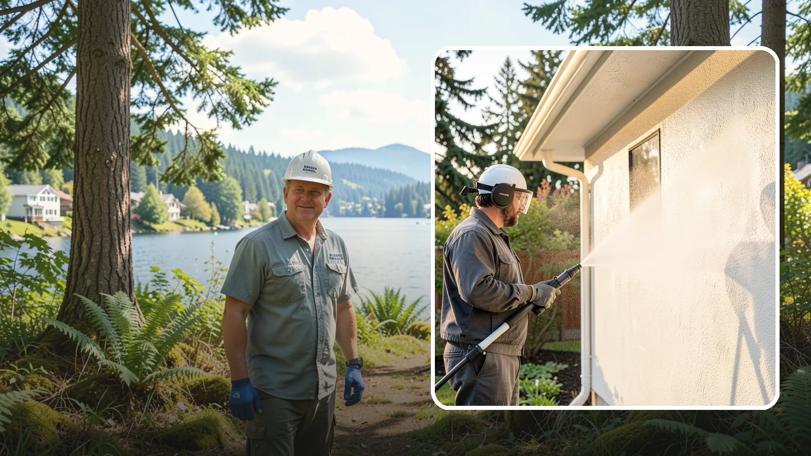 Stucco Soft Wash in Milton, King County, WA - Stucco soft wash removes algae and staining from textured stucco using low pressure that protects its porous, delicate surface.