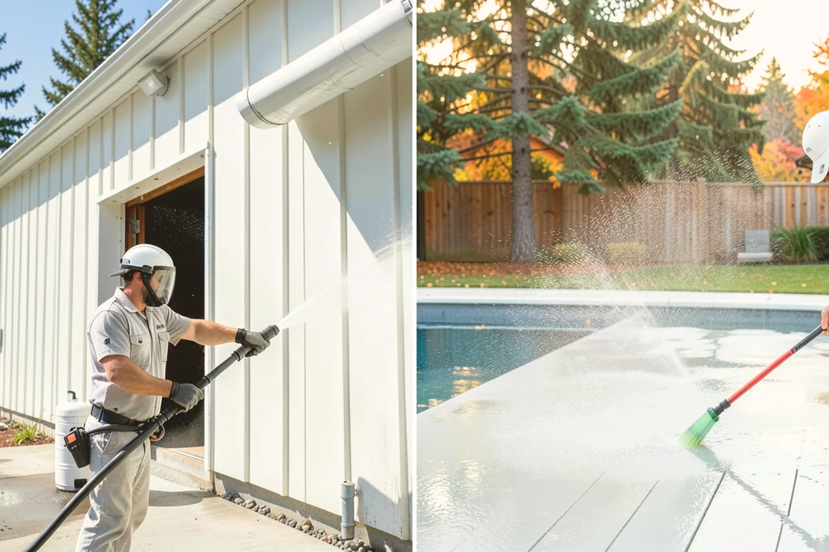 Stucco Soft Wash in Mount Vernon, Skagit County, WA - Examine the stucco texture and identify staining