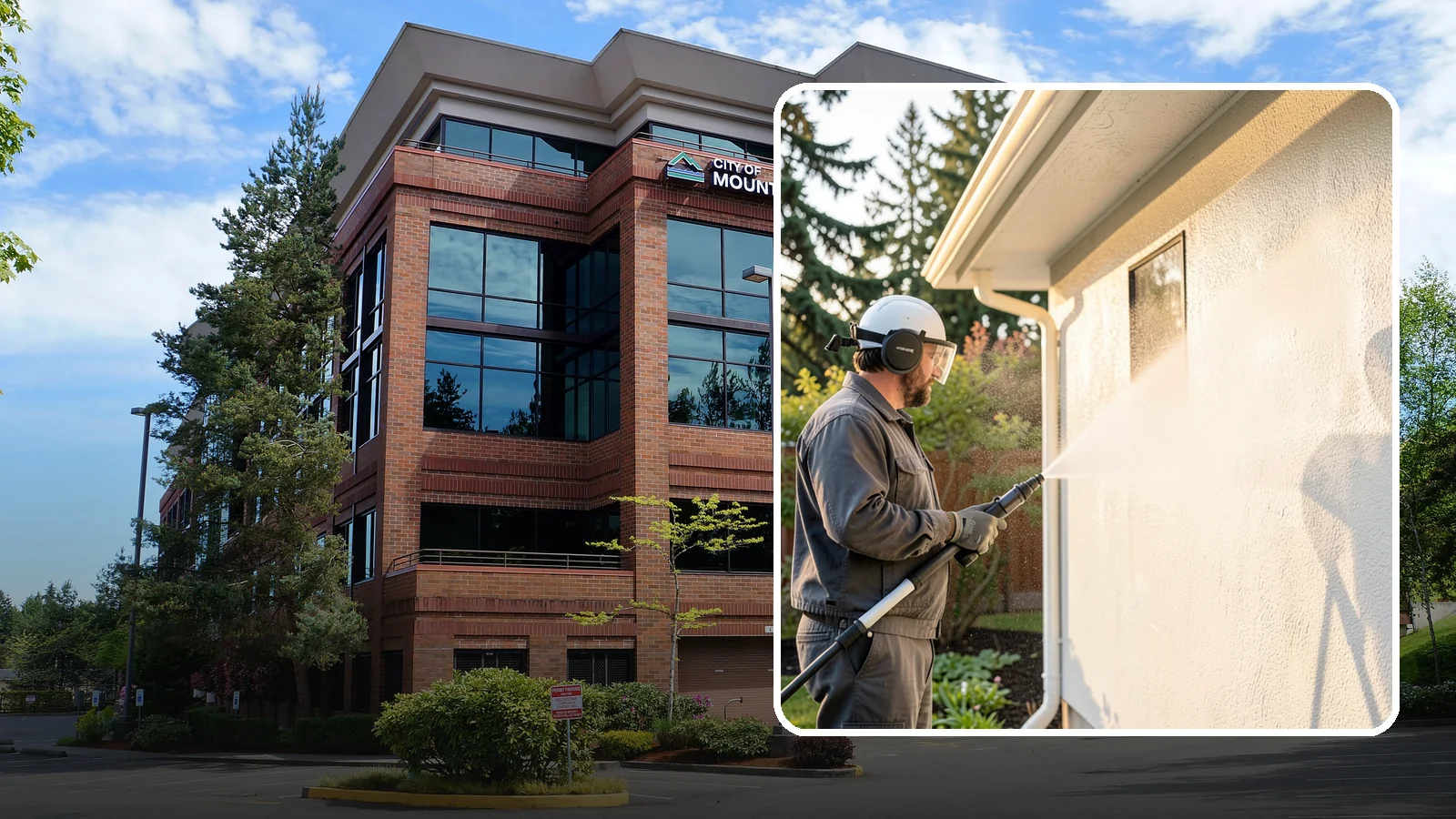 Stucco Soft Wash in Mountlake Terrace, Snohomish County, WA - Stucco soft wash removes algae and staining from textured stucco using low pressure that protects its porous, delicate surface.