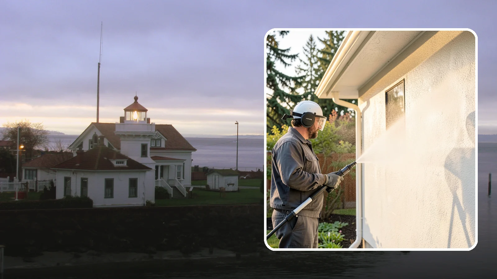 Stucco Soft Wash in Mukilteo, Snohomish County, WA - Stucco soft wash removes algae and staining from textured stucco using low pressure that protects its porous, delicate surface.